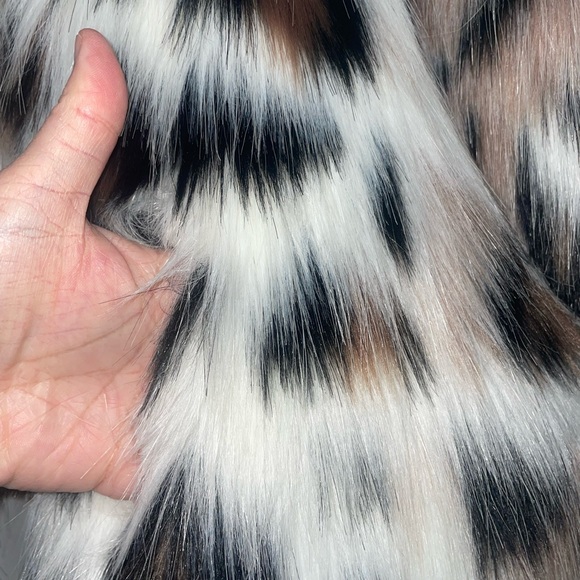 Donna Salyers Fabulous Furs Wild Side faux Fur Abstract Leopard Coat Sz XS NWOT - Picture 6 of 10